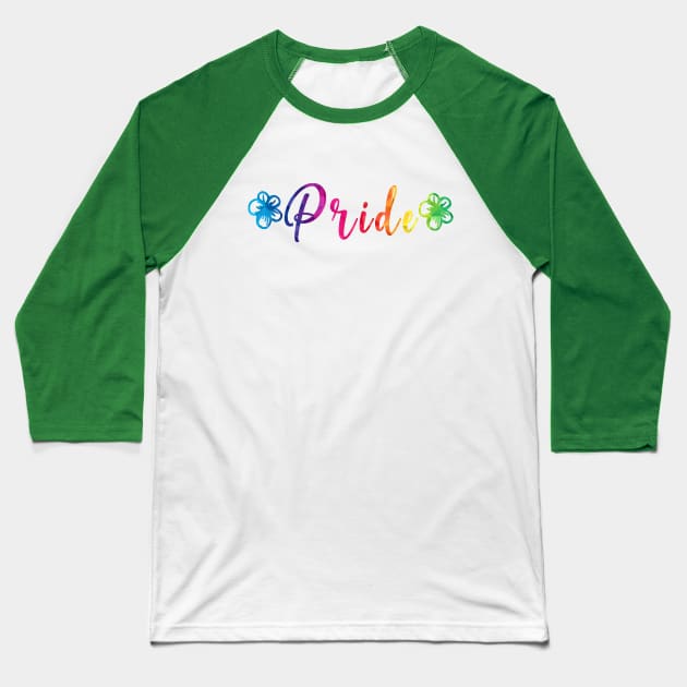 Gay Pride Rainbow Flower Baseball T-Shirt by mynaito